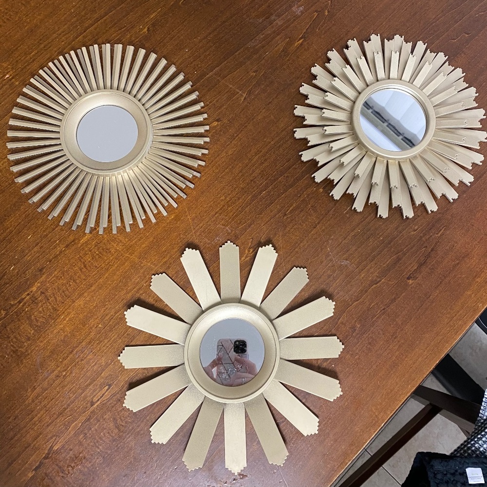 Set of 3 Sunburst Mirrors